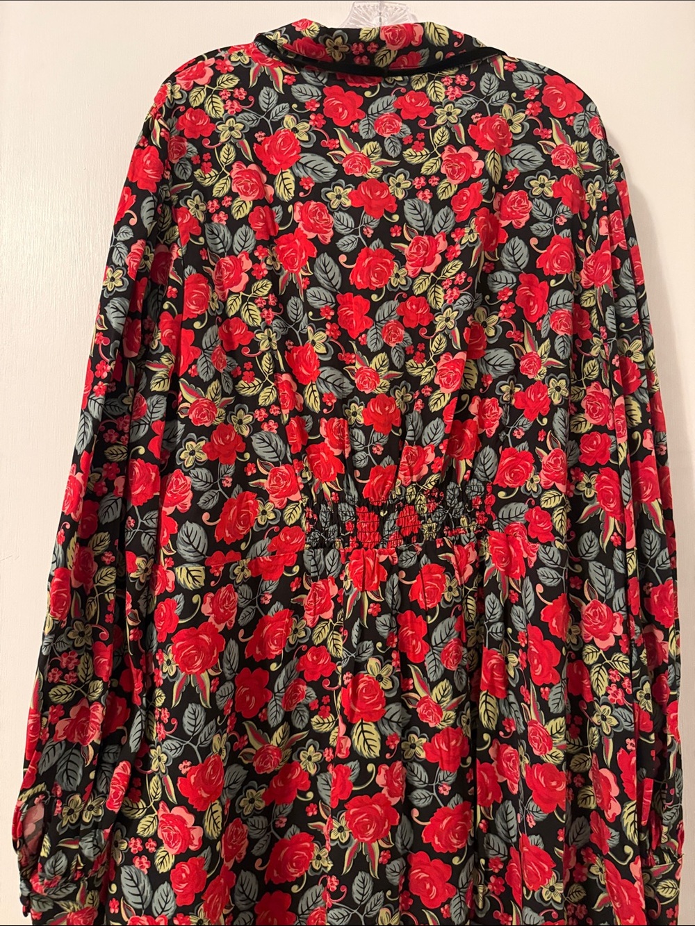 Joanie Paulina Rose Plus 22 Floral Long-Sleeve Dress Velvet Tie Neck Buttons - Picture 8 of 10